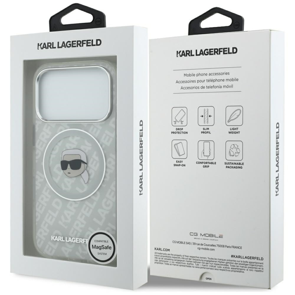 Funda MagSafe para Apple iPhone 17 Pro, Karl Lagerfeld, IML Karl's Head, Gris