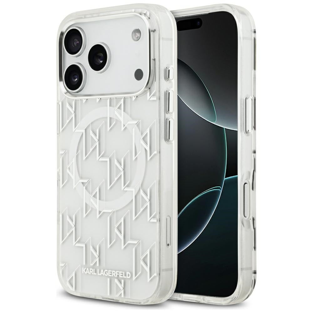 Funda MagSafe para Apple iPhone 17 Pro, Karl Lagerfeld, IML KL Monogram, Blanca