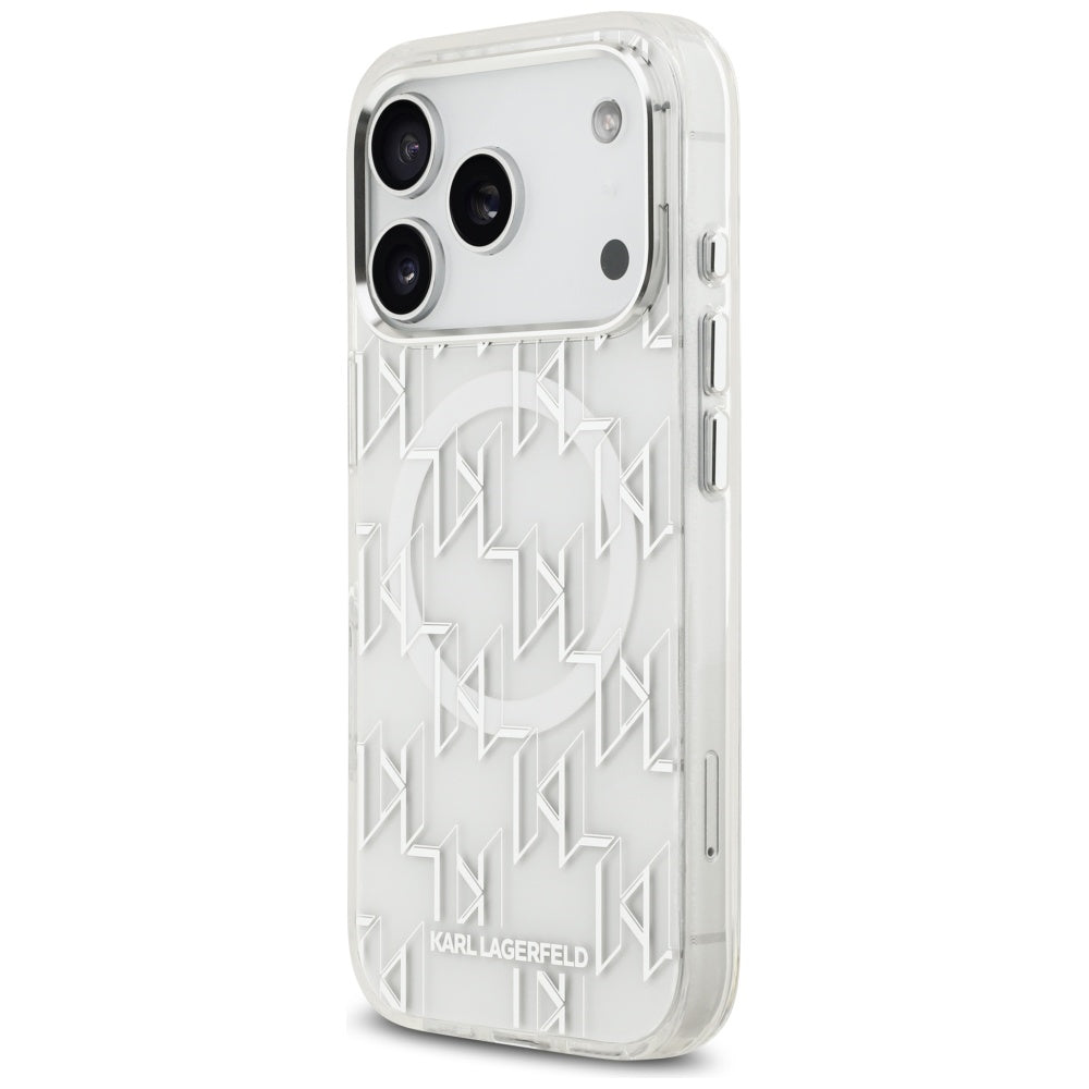 Funda MagSafe para Apple iPhone 17 Pro, Karl Lagerfeld, IML KL Monogram, Blanca