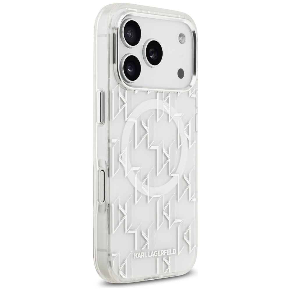 Funda MagSafe para Apple iPhone 17 Pro, Karl Lagerfeld, IML KL Monogram, Blanca