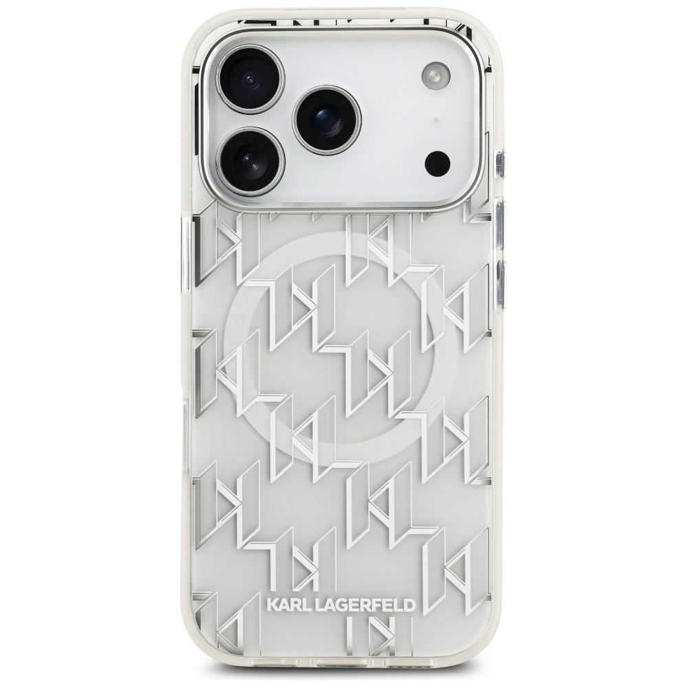 Funda MagSafe para Apple iPhone 17 Pro, Karl Lagerfeld, IML KL Monogram, Blanca