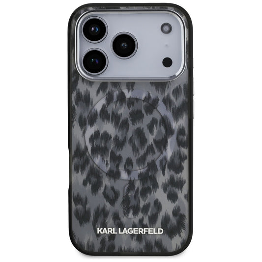 Funda MagSafe para Apple iPhone 17 Pro, Karl Lagerfeld, Patrón IML Leopard, Negra