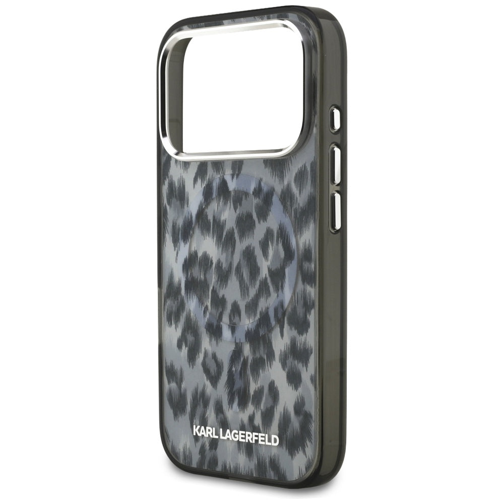 Funda MagSafe para Apple iPhone 17 Pro, Karl Lagerfeld, Patrón IML Leopard, Negra