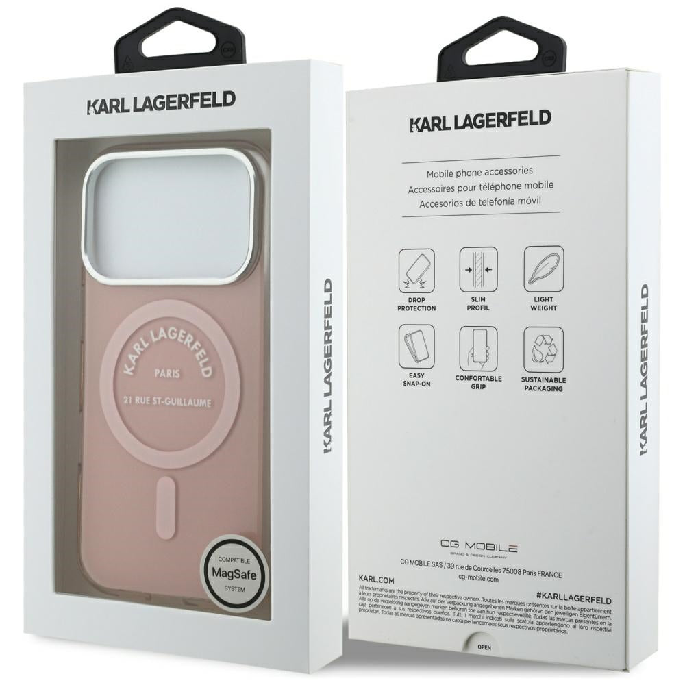 Funda MagSafe para Apple iPhone 17 Pro, Karl Lagerfeld, IML Logo RSG, Rosa