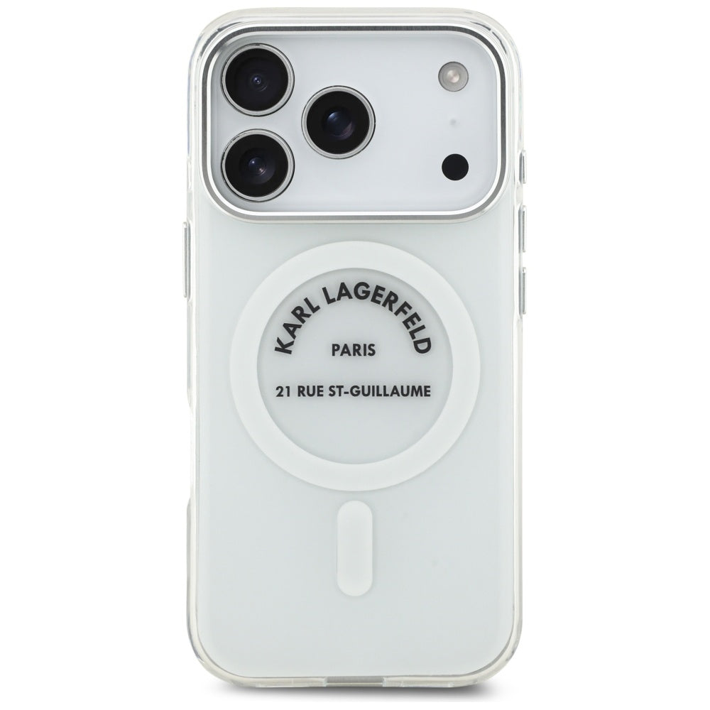 Funda MagSafe para Apple iPhone 17 Pro, Karl Lagerfeld, IML Logo RSG, Transparente