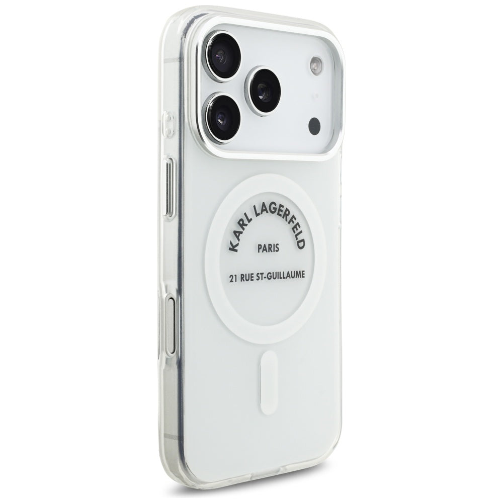 Funda MagSafe para Apple iPhone 17 Pro, Karl Lagerfeld, IML Logo RSG, Transparente