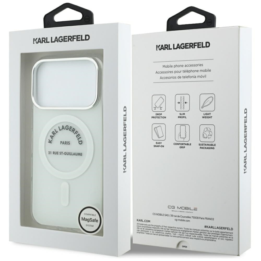 Funda MagSafe para Apple iPhone 17 Pro, Karl Lagerfeld, IML Logo RSG, Transparente