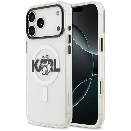 Funda MagSafe para Apple iPhone 17 Pro, Karl Lagerfeld, IML Sketch Logo Choupette, Transparente