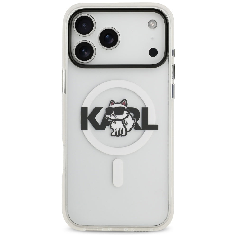 Funda MagSafe para Apple iPhone 17 Pro, Karl Lagerfeld, IML Sketch Logo Choupette, Transparente