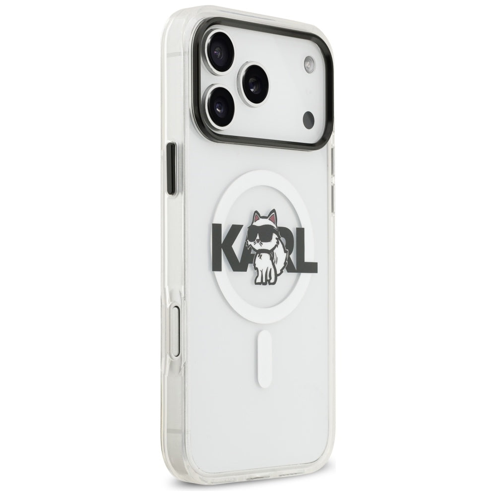 Funda MagSafe para Apple iPhone 17 Pro, Karl Lagerfeld, IML Sketch Logo Choupette, Transparente
