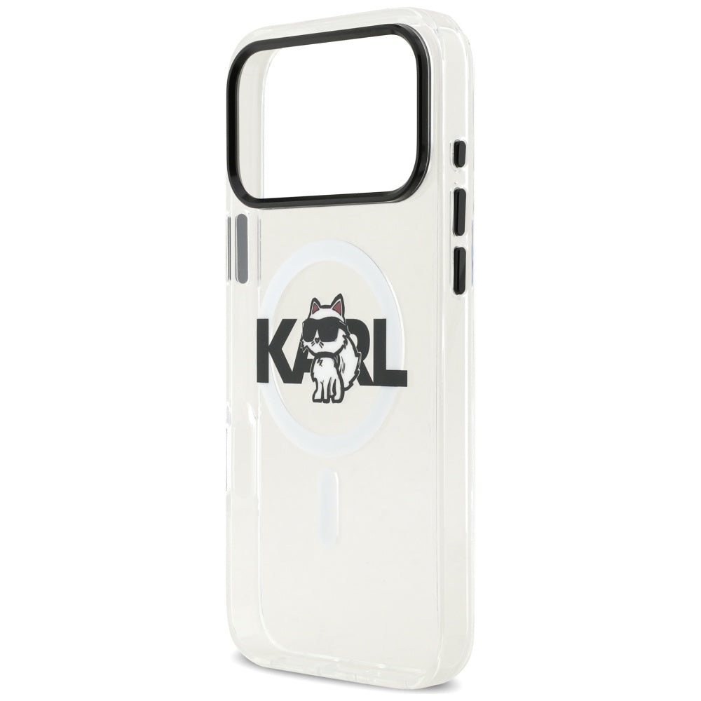 Funda MagSafe para Apple iPhone 17 Pro, Karl Lagerfeld, IML Sketch Logo Choupette, Transparente