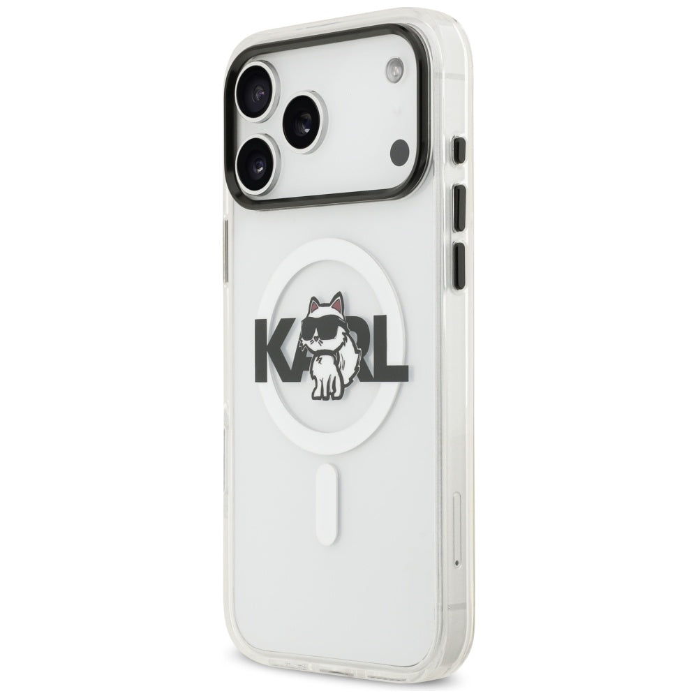 Funda MagSafe para Apple iPhone 17 Pro, Karl Lagerfeld, IML Sketch Logo Choupette, Transparente