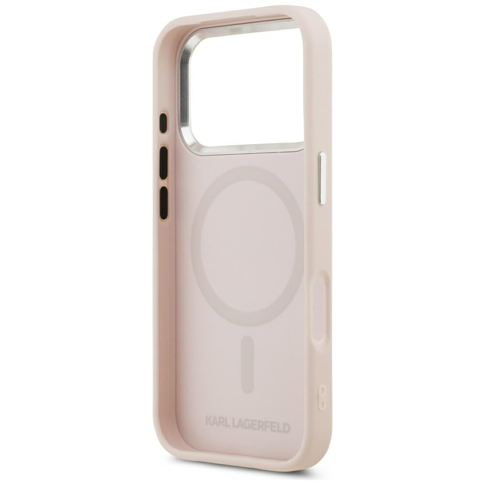 Funda MagSafe para Apple iPhone 17 Pro, Karl Lagerfeld, Initial & Metal Logo, Rosa