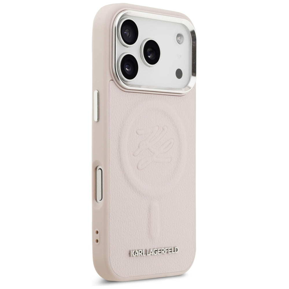 Funda MagSafe para Apple iPhone 17 Pro, Karl Lagerfeld, Initial & Metal Logo, Rosa