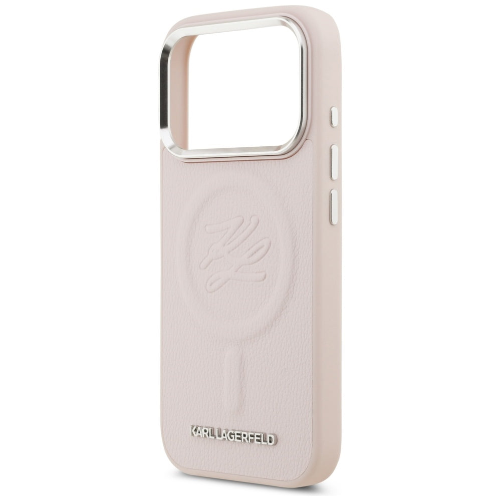 Funda MagSafe para Apple iPhone 17 Pro, Karl Lagerfeld, Initial & Metal Logo, Rosa