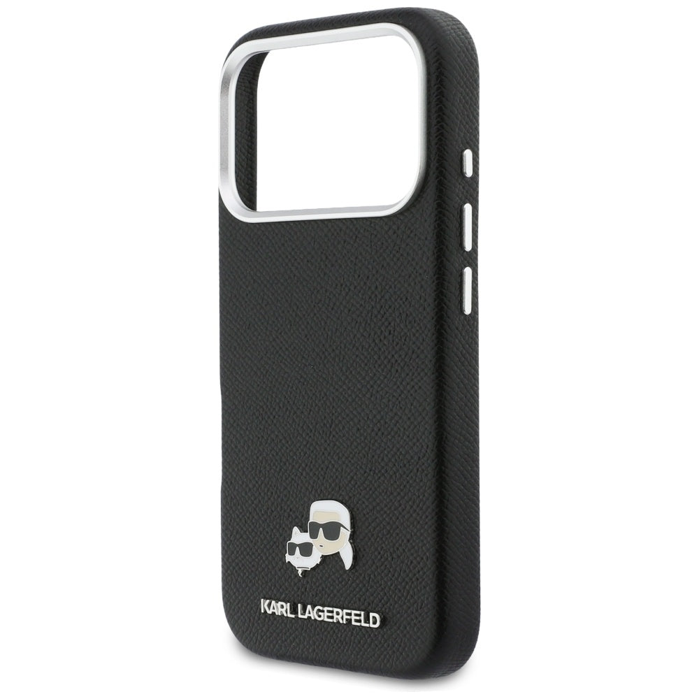 Funda MagSafe para Apple iPhone 17 Pro, Karl Lagerfeld, Karl & Choupette Head's Pin, Negra