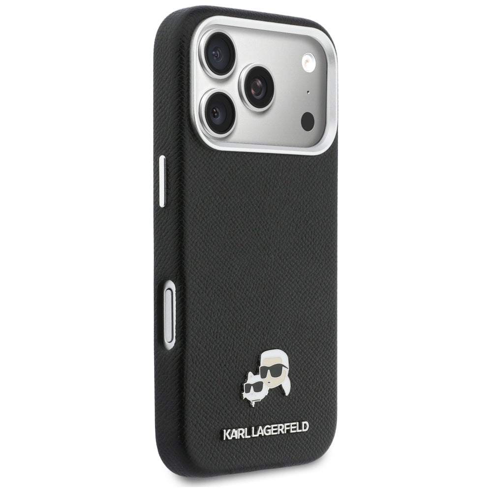 Funda MagSafe para Apple iPhone 17 Pro, Karl Lagerfeld, Karl & Choupette Head's Pin, Negra