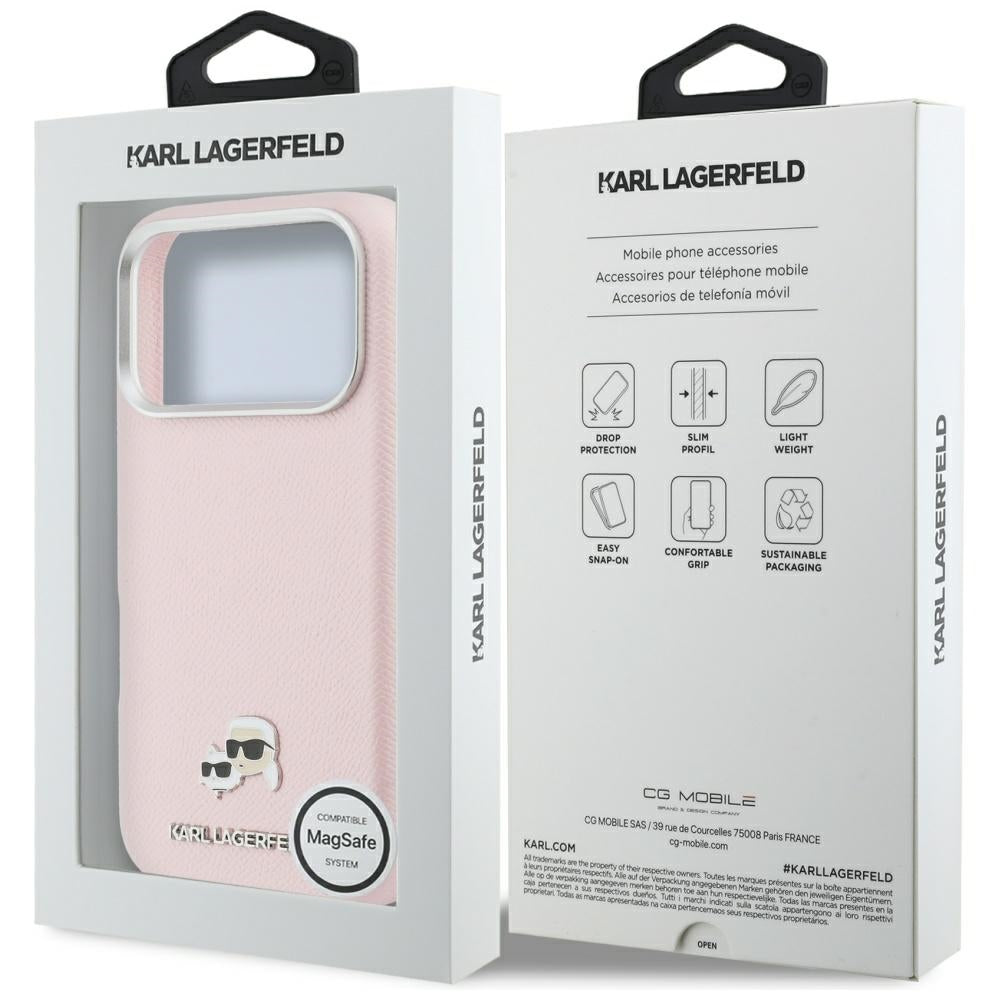 Funda MagSafe para Apple iPhone 17 Pro, Karl Lagerfeld, Karl & Choupette Head's Pin, Rosa