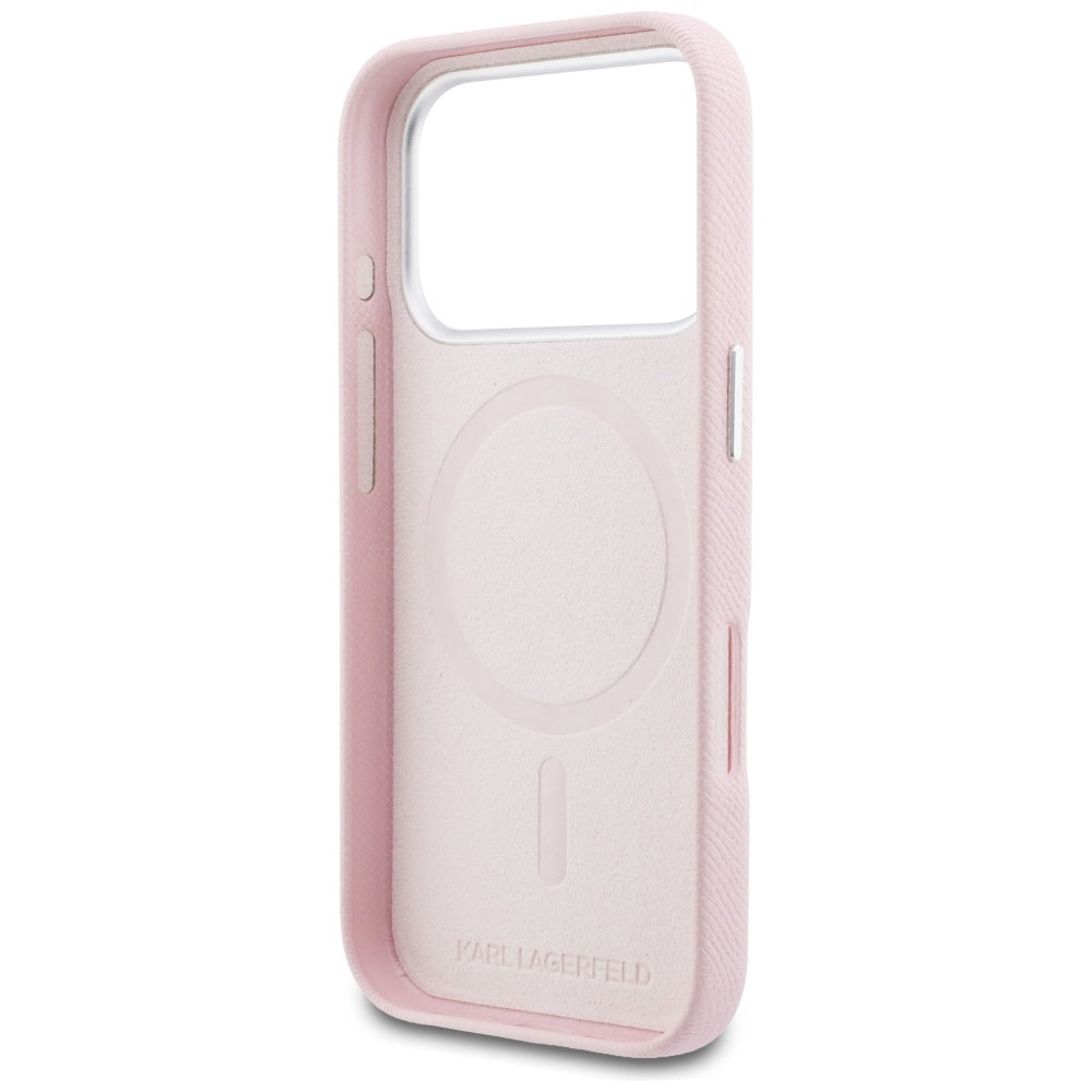 Funda MagSafe para Apple iPhone 17 Pro, Karl Lagerfeld, Karl Head Logo, Rosa