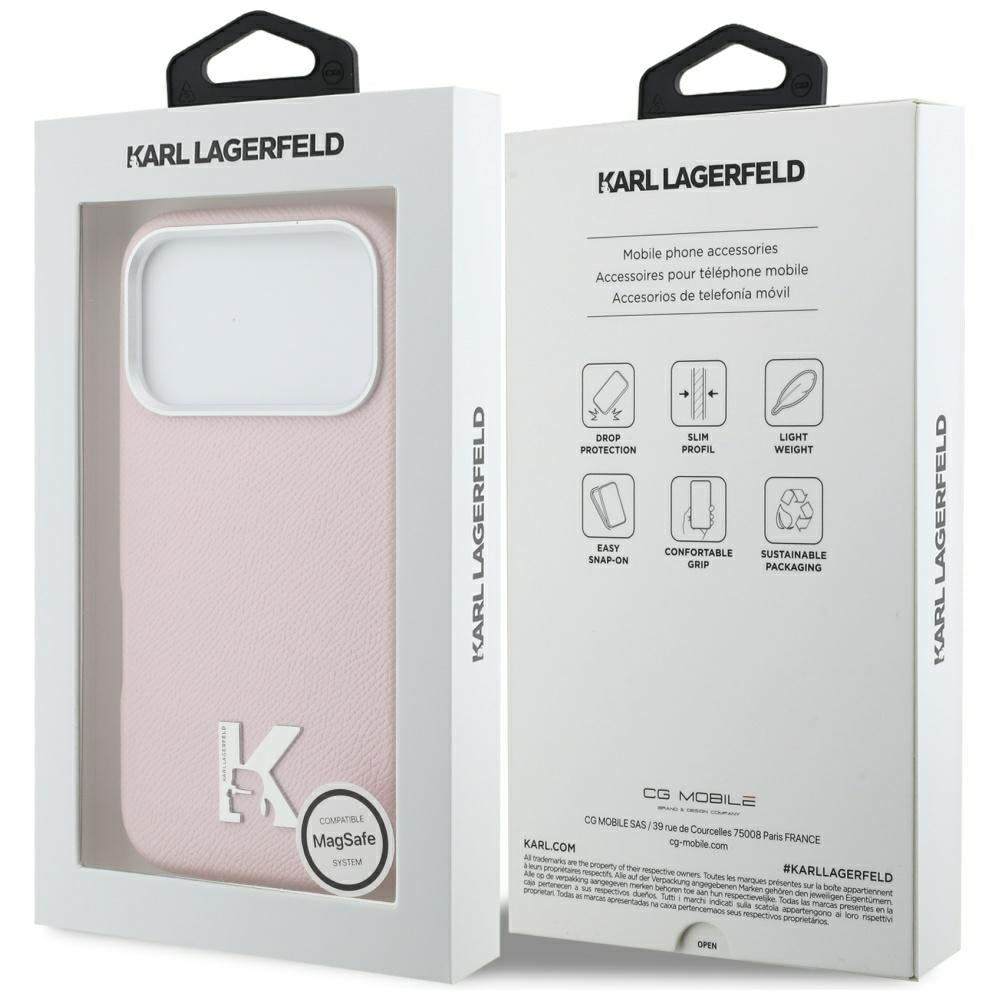 Funda MagSafe para Apple iPhone 17 Pro, Karl Lagerfeld, Karl Head Logo, Rosa