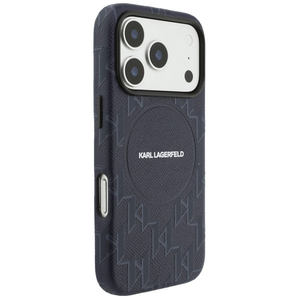 Funda MagSafe para Apple iPhone 17 Pro, Karl Lagerfeld, Logo KL Monogram, Azul