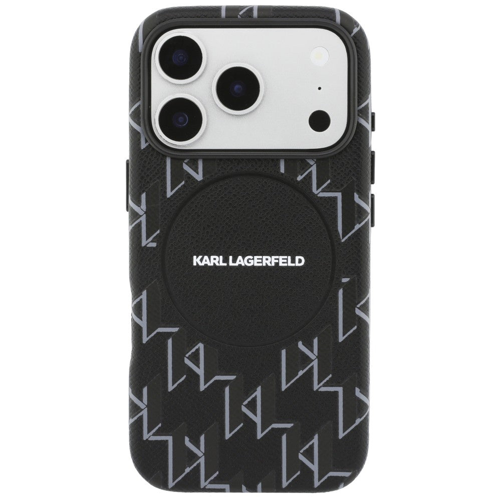 Funda MagSafe para Apple iPhone 17 Pro, Karl Lagerfeld, Logo KL Monogram, Negra