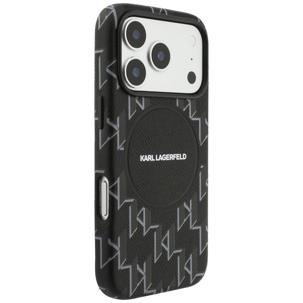 Funda MagSafe para Apple iPhone 17 Pro, Karl Lagerfeld, Logo KL Monogram, Negra