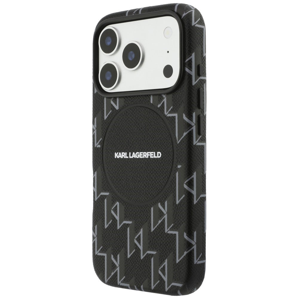 Funda MagSafe para Apple iPhone 17 Pro, Karl Lagerfeld, Logo KL Monogram, Negra