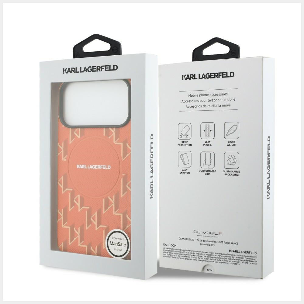 MagSafe Case for Apple iPhone 17 Pro, Karl Lagerfeld, KL Monogram Logo, Orange