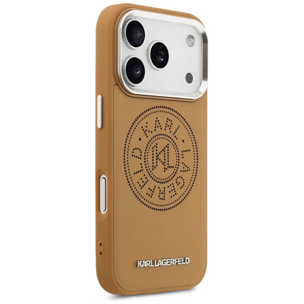 Funda MagSafe para Apple iPhone 17 Pro, Karl Lagerfeld, Point & Metal Logo, Marrón