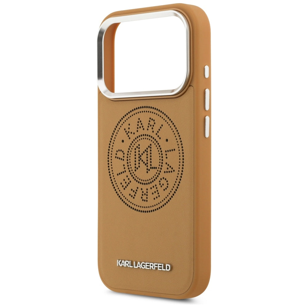 Funda MagSafe para Apple iPhone 17 Pro, Karl Lagerfeld, Point & Metal Logo, Marrón