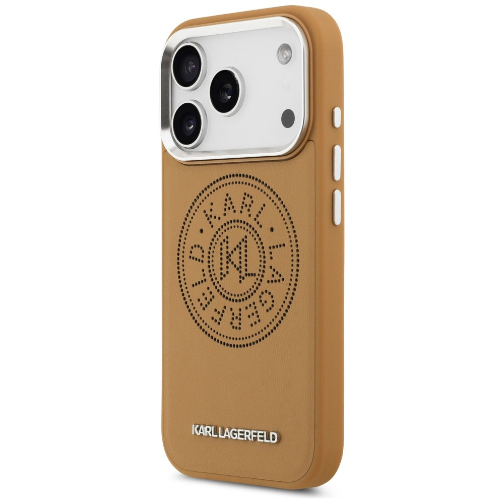 Funda MagSafe para Apple iPhone 17 Pro, Karl Lagerfeld, Point & Metal Logo, Marrón