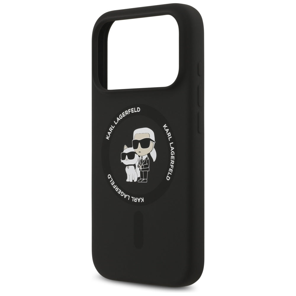 Funda MagSafe para Apple iPhone 17 Pro, Karl Lagerfeld, Ring Karl & Choupette, Negra