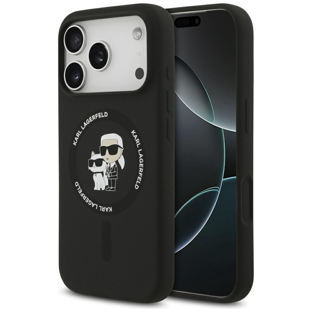 Funda MagSafe para Apple iPhone 17 Pro, Karl Lagerfeld, Ring Karl & Choupette, Negra