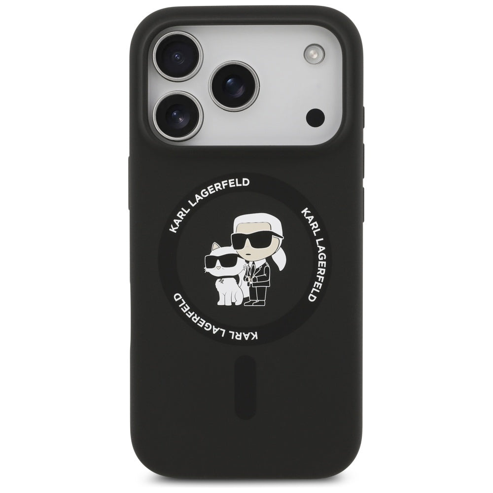 Funda MagSafe para Apple iPhone 17 Pro, Karl Lagerfeld, Ring Karl & Choupette, Negra