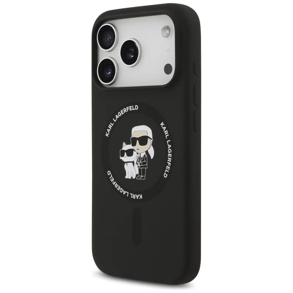 Funda MagSafe para Apple iPhone 17 Pro, Karl Lagerfeld, Ring Karl & Choupette, Negra