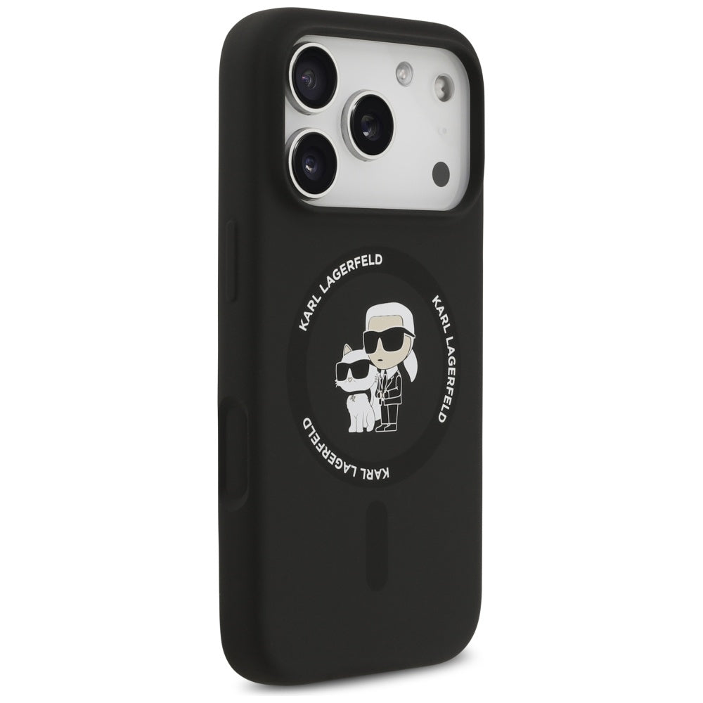 Funda MagSafe para Apple iPhone 17 Pro, Karl Lagerfeld, Ring Karl & Choupette, Negra
