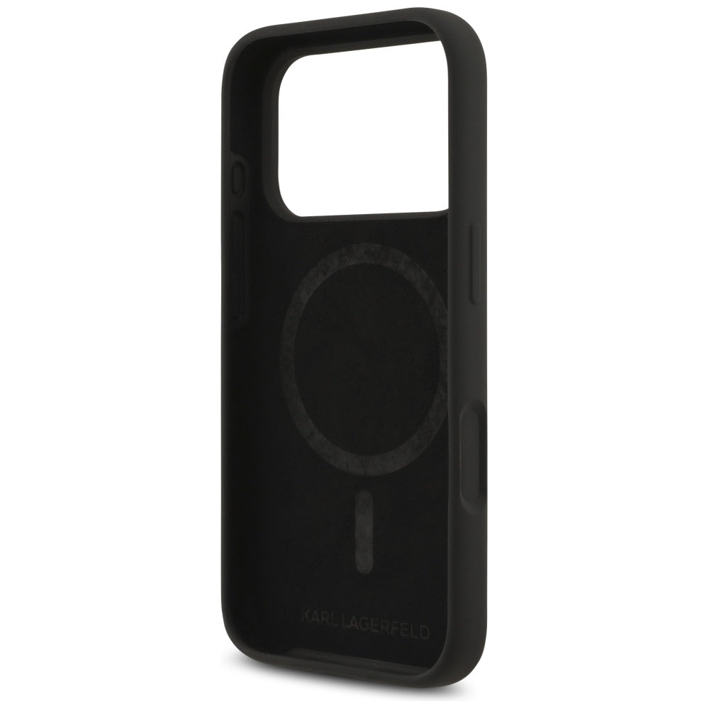Funda MagSafe para Apple iPhone 17 Pro, Karl Lagerfeld, Ring Karl & Choupette, Negra