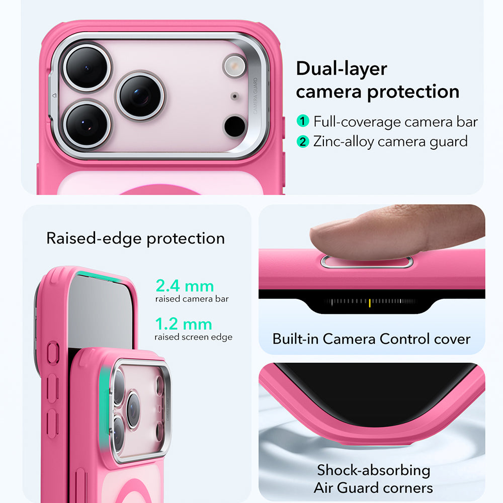 Funda MagSafe para Apple iPhone 17 Pro Max, ESR, Classic Hybrid Kickstand, Rosa Satinado