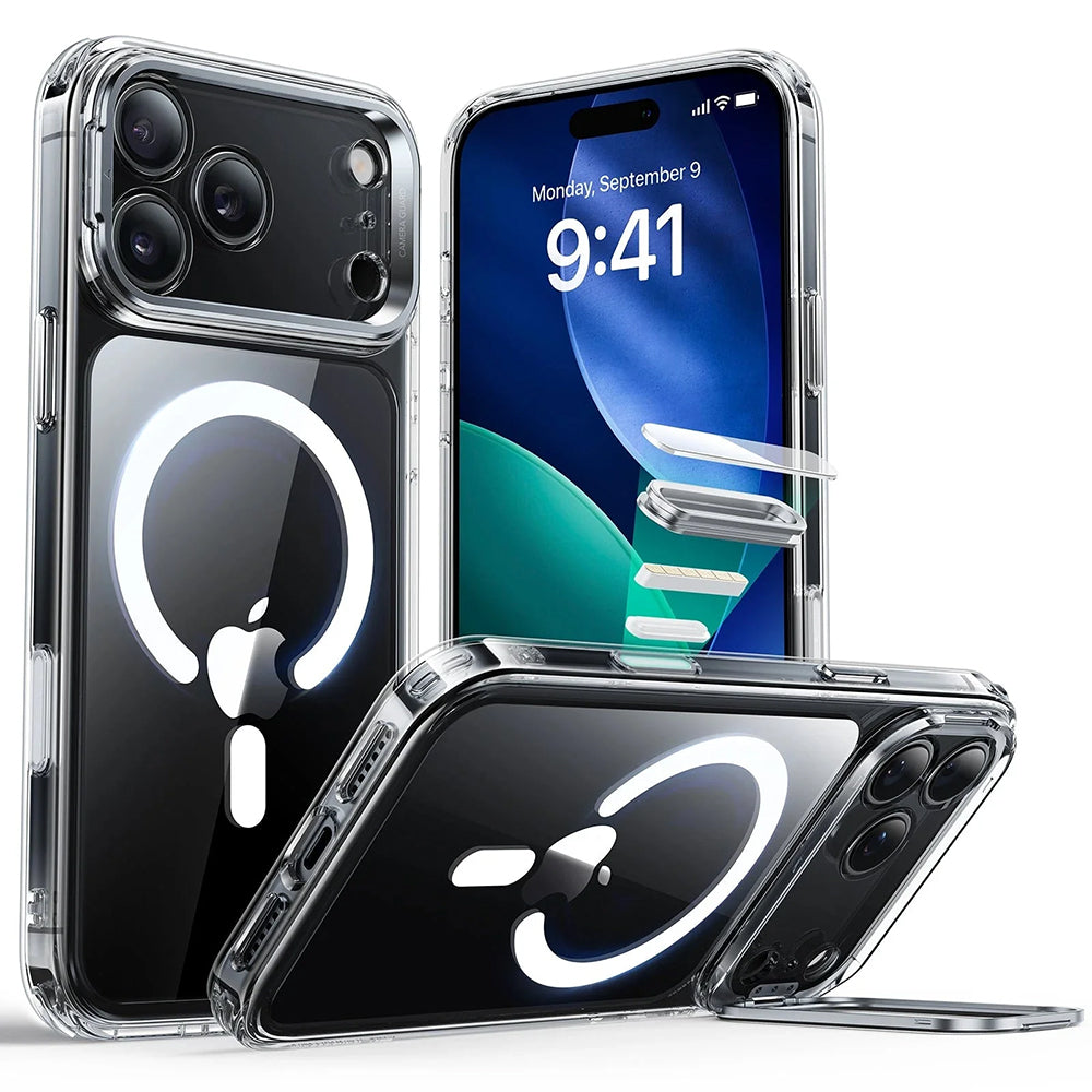 MagSafe Case for Apple iPhone 17 Pro Max, ESR, Classic Hybrid Kickstand, Transparent