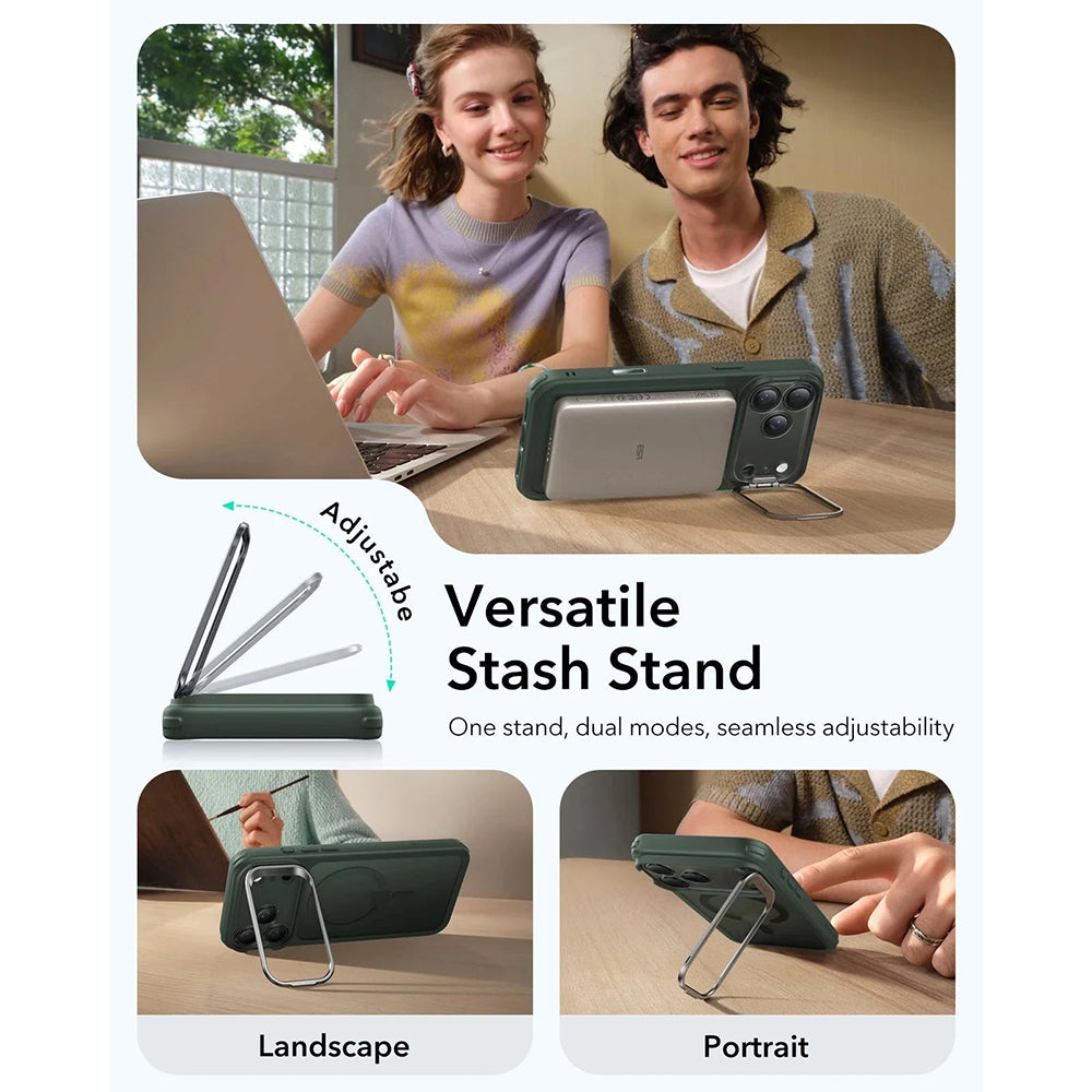 Funda MagSafe para Apple iPhone 17 Pro Max, ESR, Classic Hybrid Kickstand, Verde Satinado