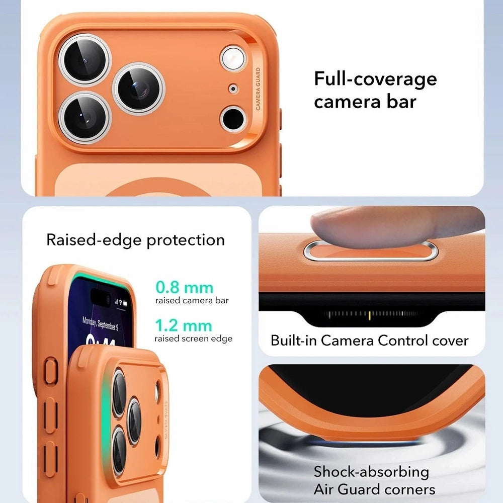 Funda MagSafe para Apple iPhone 17 Pro Max, ESR, Classic Hybrid Slide, Naranja Satinada