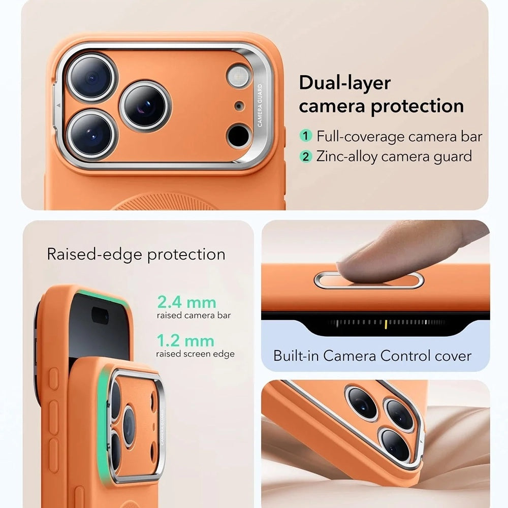 Funda MagSafe para Apple iPhone 17 Pro Max, ESR, Cloud Soft Kickstand, Naranja