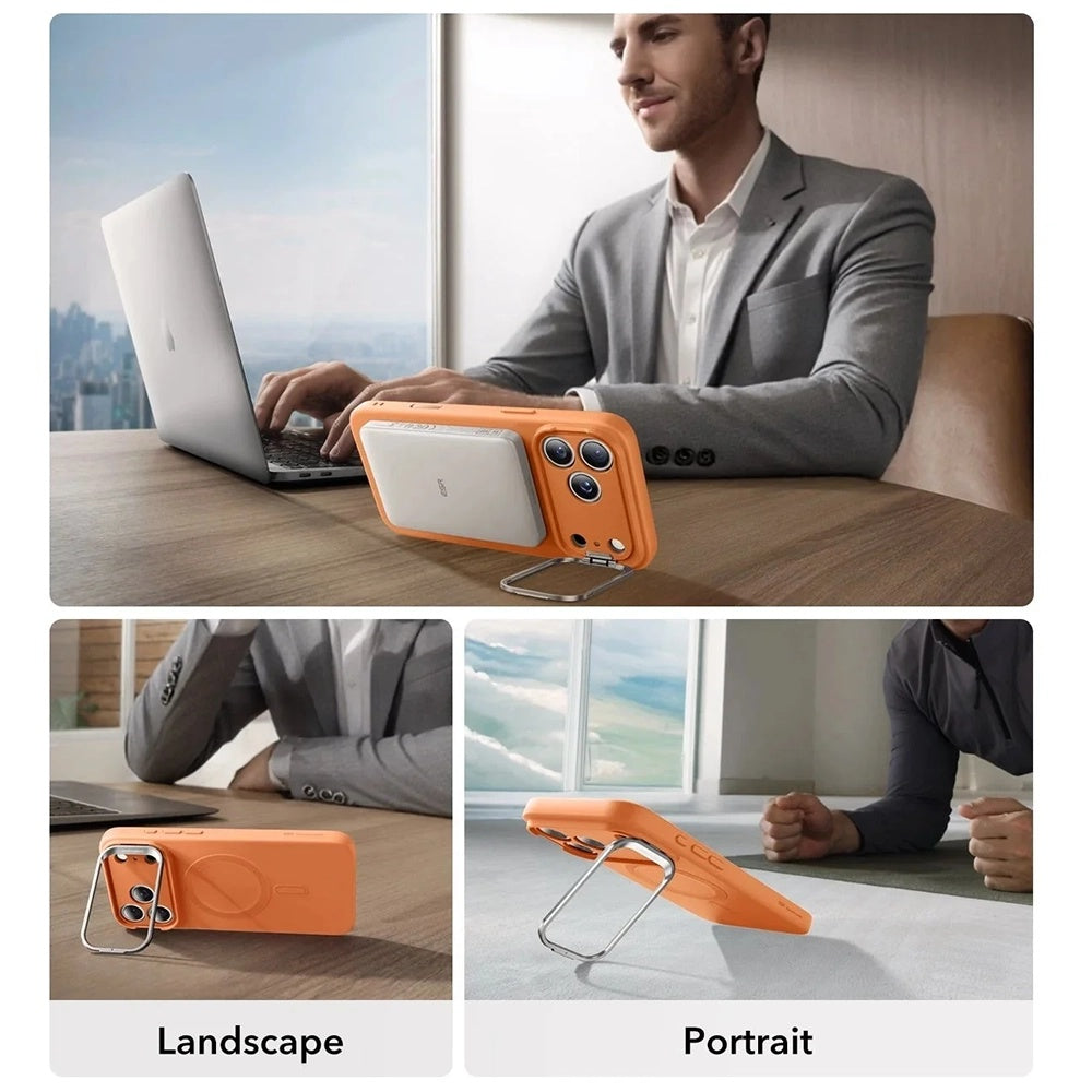 Funda MagSafe para Apple iPhone 17 Pro Max, ESR, Cloud Soft Kickstand, Naranja