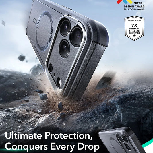 Funda MagSafe para Apple iPhone 17 Pro Max, ESR, Cyber Armor Kickstand, Gris