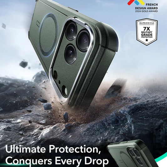 Funda MagSafe para Apple iPhone 17 Pro Max, ESR, Cyber Armor Kickstand, Verde