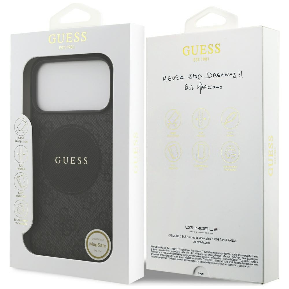 Funda MagSafe para Apple iPhone 17 Pro Max, Guess, 4G Circle Classic Logo, Negra