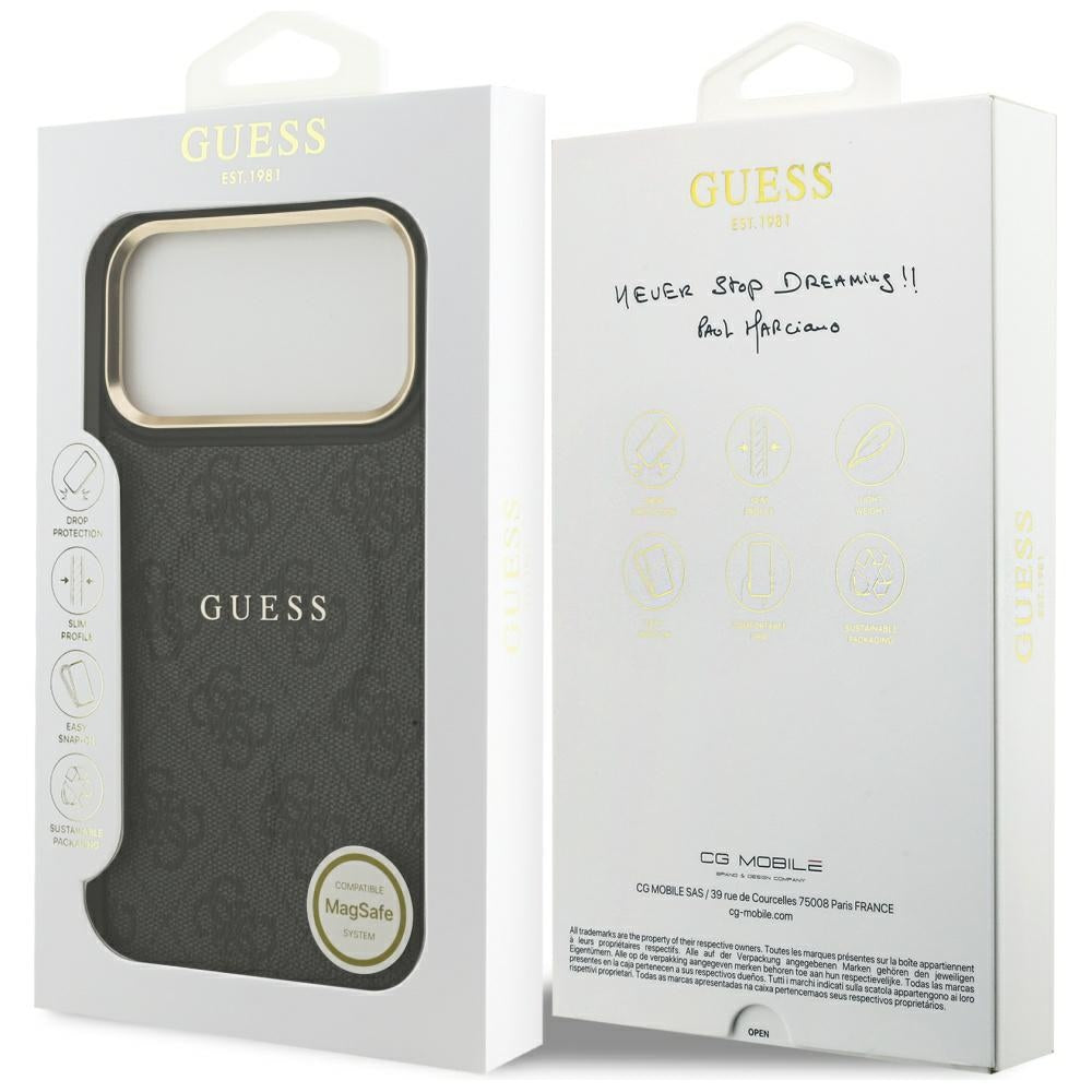Funda MagSafe para Apple iPhone 17 Pro Max, Guess, 4G Classic, Negra