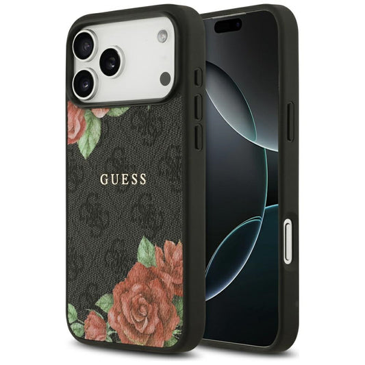 Funda MagSafe para Apple iPhone 17 Pro Max, Guess, 4G Flowers Print, Negra