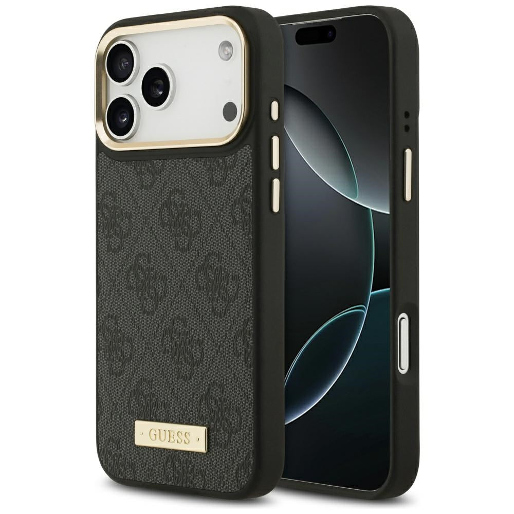 Funda MagSafe para Apple iPhone 17 Pro Max, Guess, 4G Logo Plate, Negra